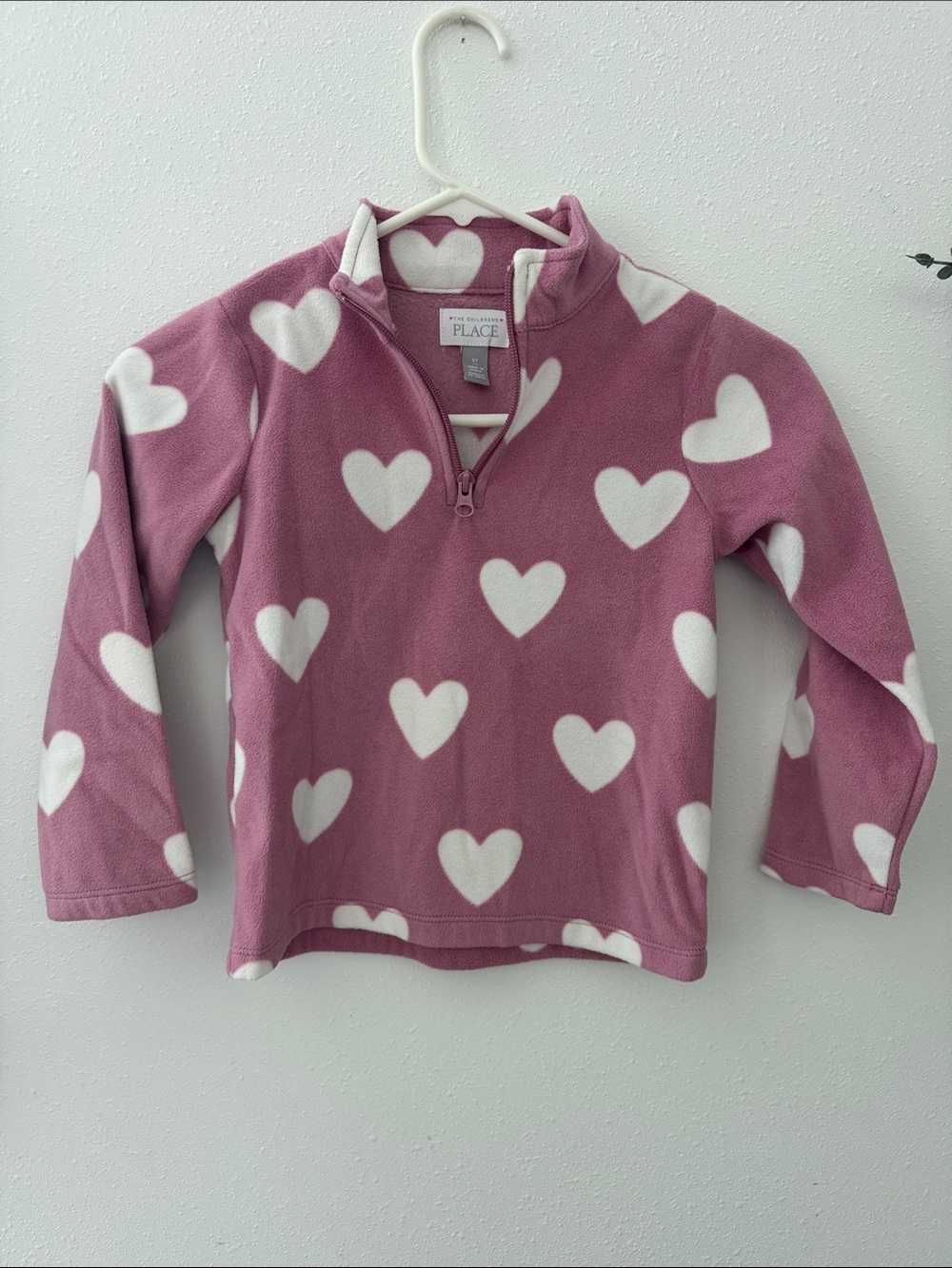 The Children's Place Mauve Pink Heart Quarter-Zip Fleece Pullover